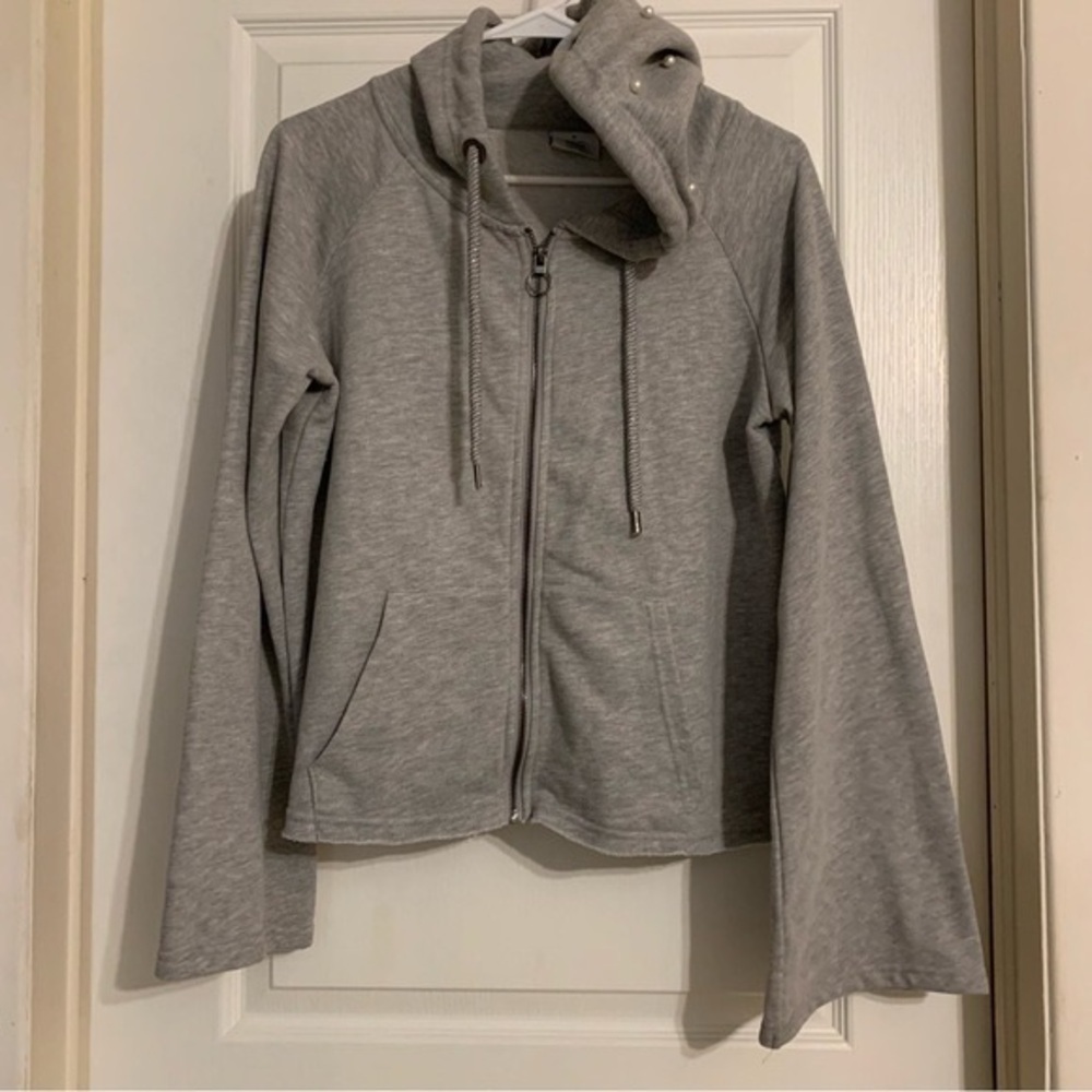 Only Heather Gray Hooded Zip Bomber Jacket
